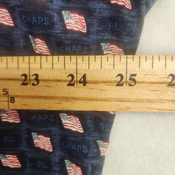 Ralph Lauren Chaps Men's Long Sleeve Bl American Flag Print Shirt Navy SZ L EUC - Picture 13 of 15